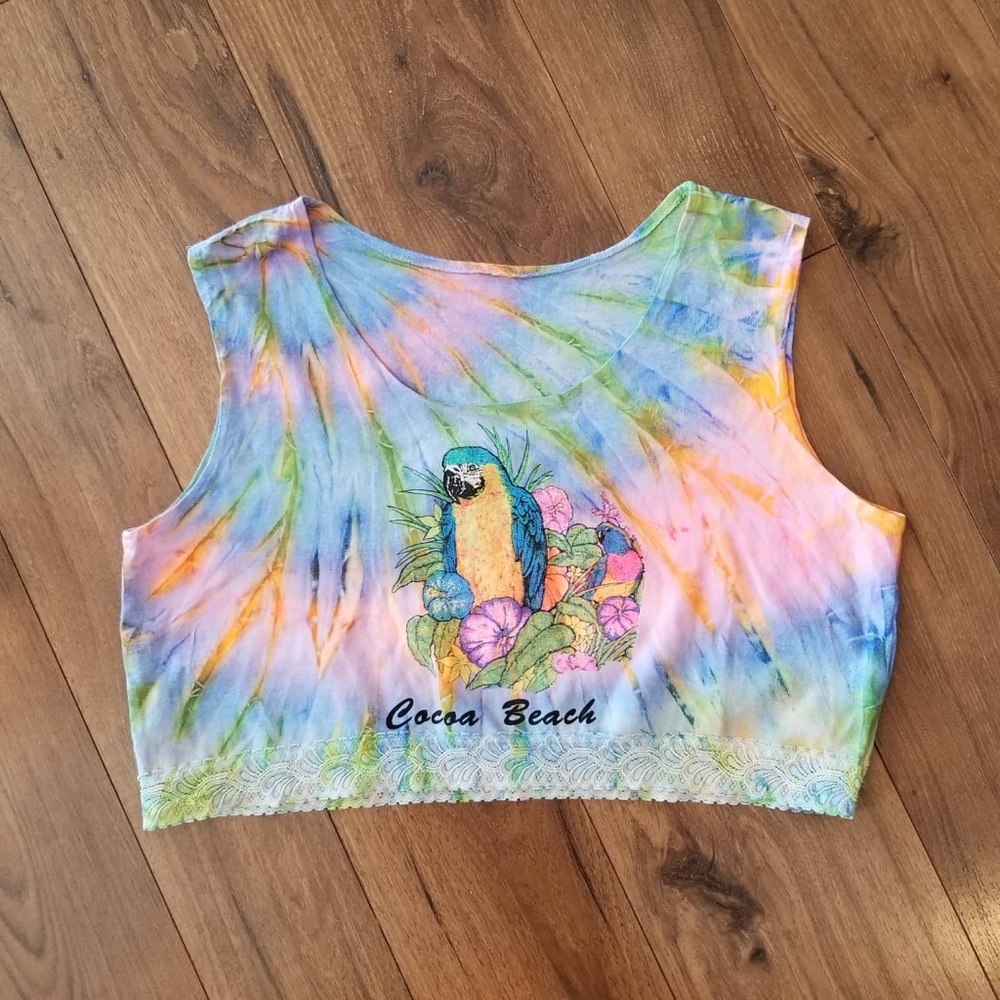 Vintage 1980's Tie Dye Cocoa Beach Crop Top